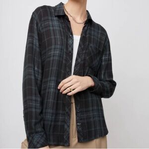 Rails HUNTER FOREST SLATE TINSEL Plaid Flannel Size L Contemporary Quiet Luxury